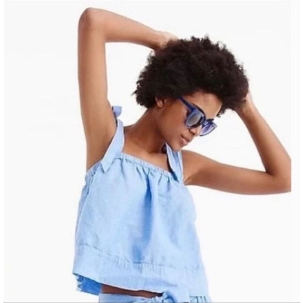 Womens J. Crew J Crew Chambray Tie Shoulder Tank Top Blouse - Sz XL